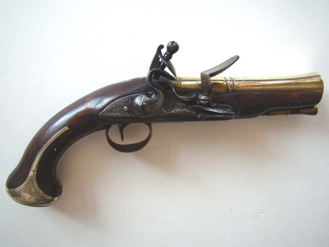 A British brass barreled blunderbuss pistol by William Jover dated 1776